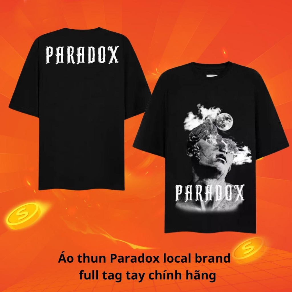 Áo thun form rộng Paradox tay lỡ - Unisex - In hình - THE REVERIE - Màu đen trắng