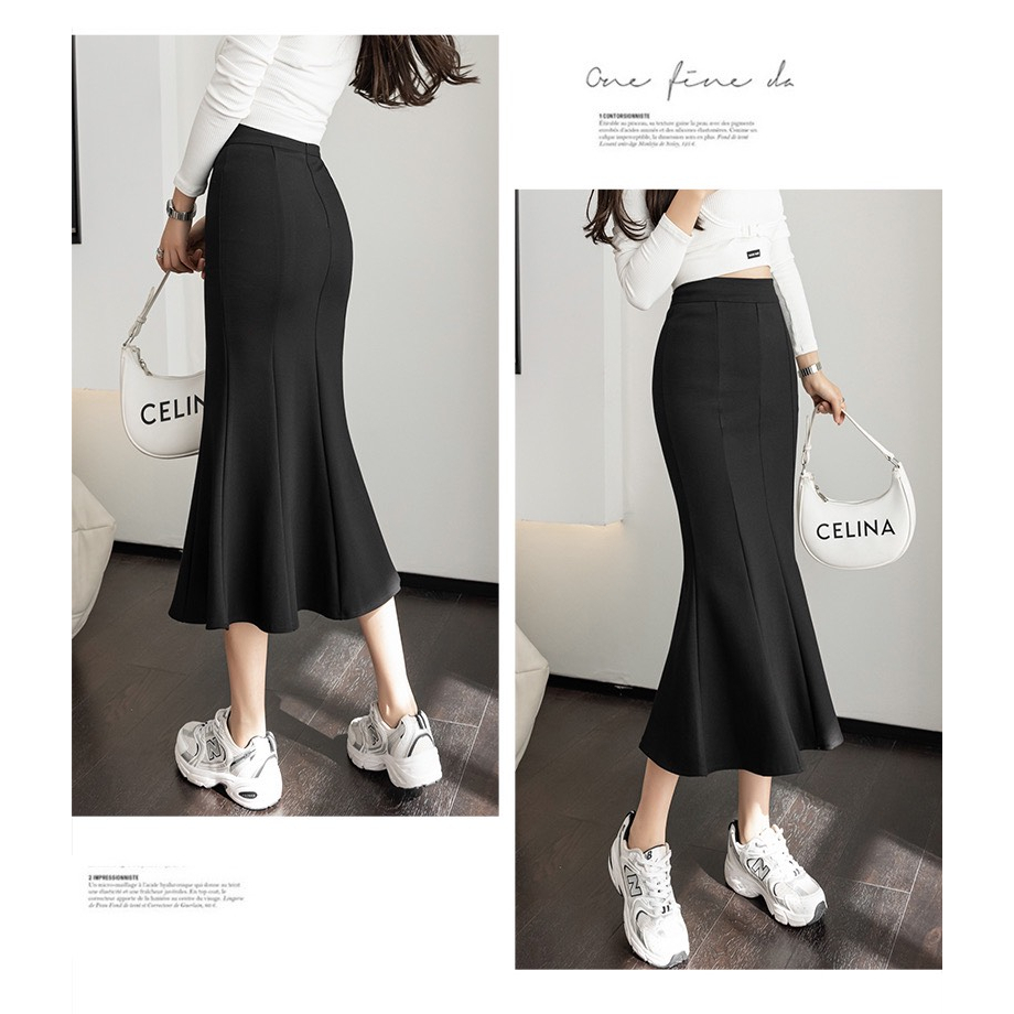 Chân Váy Đuôi Cá MiDi Dáng Dài Ôm Body Hack Dáng Siêu Đỉnh Có BIGSIZE Xẻ Sau Hàng May Kỹ Chất UMI Hàn Cao Cấp CEM226