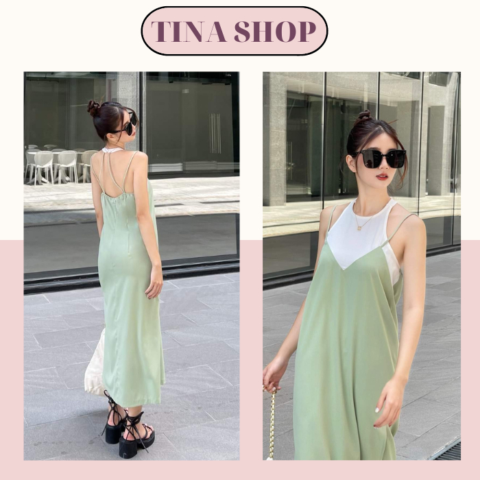Váy 2 Dây Dáng Dài Phom Suông, Váy Đầm Nữ Giả Cổ Yếm Chất Cotton Đẹp, Hàng Thiết Kế Freesize