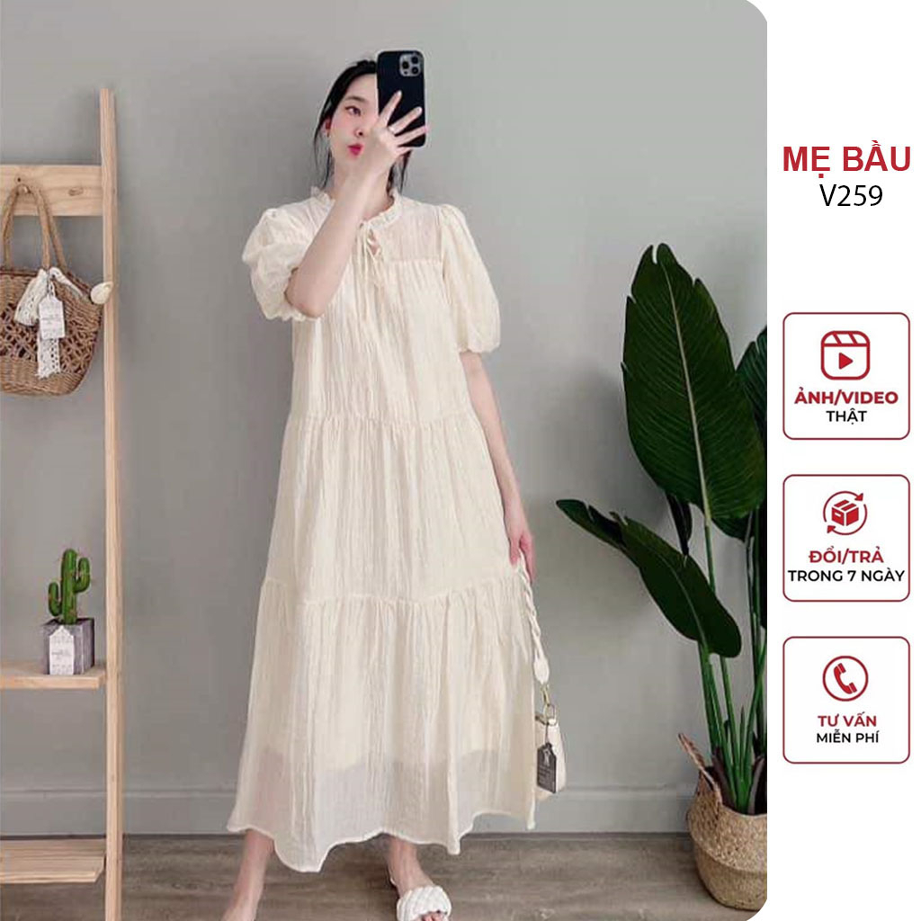 ĐẦM VÁY BẦU CÔNG SỞ MÙA HÈ DÁNG SUÔNG MAXI CHẤT VOAN TƠ 2 LỚP ĐẸP - ĐẦM BẦU XINH HÀNG THIẾT KẾ FREESIZE