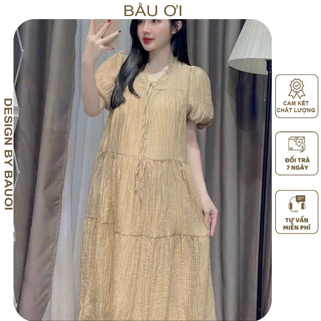 [BAUOII V259] ĐẦM VÁY BẦU TIỂU THƯ HÀNG THIẾT KẾ CHẤT VOAN TƠ 2 LỚP ĐẸP - ĐẦM BẦU BABYDOLL CÔNG SỞ CHẤT MỀM MÁT FREESIZE