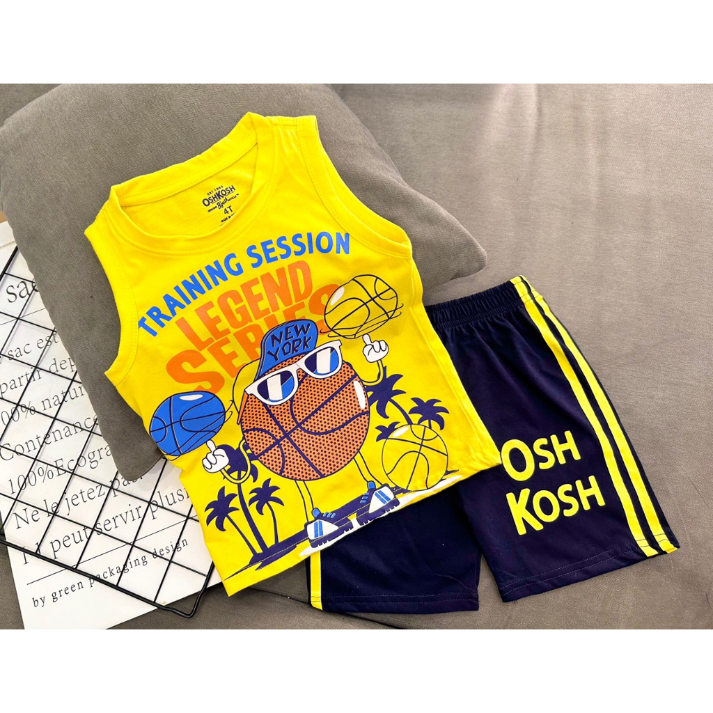 Quần Áo sát nách cho bé trai 11-40kg, chất thun cotton co giãn- mịn mát in hình Hot Trend. Bộ Ba lỗ bé trai mặc hè VNXK