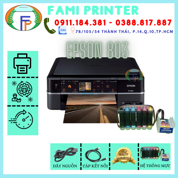 Máy in Epson 803a - máy in 6 màu đa năng copy scan wifi