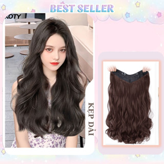 Tóc giả kẹp nửa đầu 60cm xoăn sóng- tóc kẹp chữ u xoăn bồng bềnh - 9