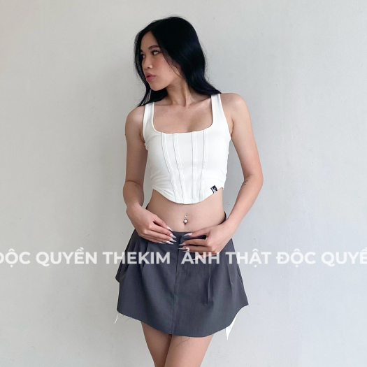 Áo croptop 2 dây kiểu croset vạt bầu TheKim , áo 2 dây bản to cổ vuông A145 | BigBuy360 - bigbuy360.vn