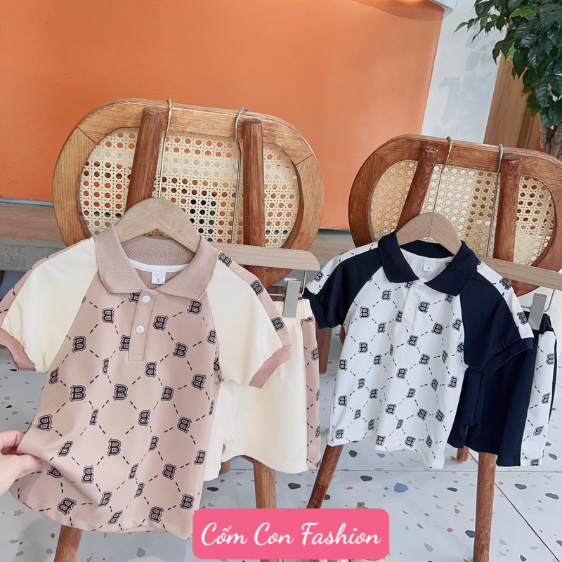 Bộ cộc tay bé trai hoạ tiết B Cốm Con Fashion