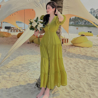 Đầm maxi phối ren tay bồng thướt tha - TKCC MEI