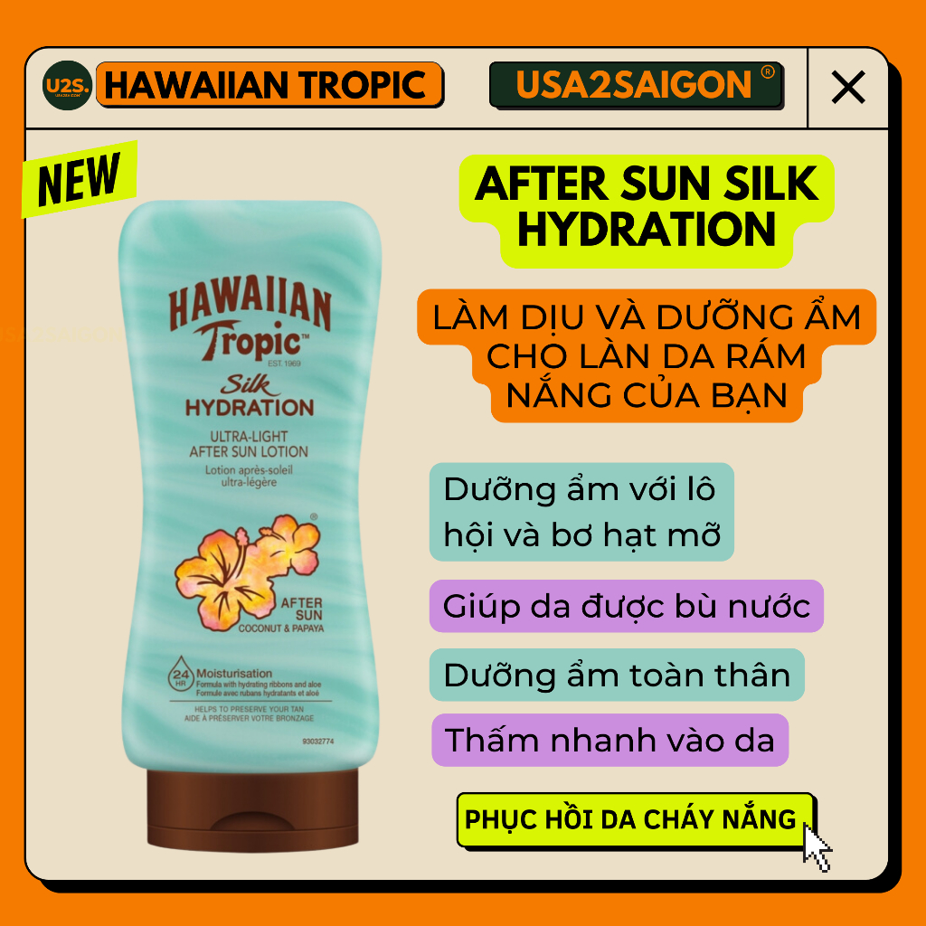 CẤP ẨM DỊU DA SAU PHƠI NẮNG HAWAIIAN TROPIC- AFTER SUN WEIGHTLESS SUN LOTION