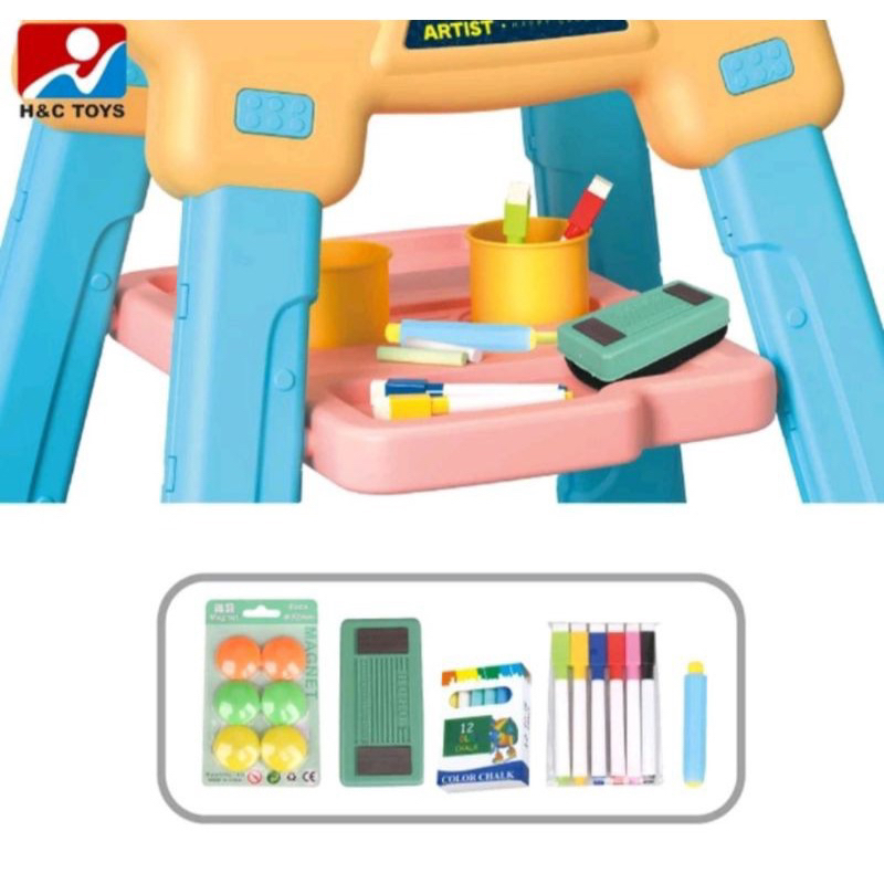 Bộ bảng vẽ đa năng 2  mặt và ghế cho bé- Nhựa cao cấp- quà tặng Merries