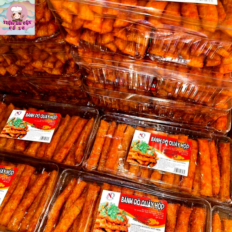 Ăn vặt tuổi thơ | Bánh bò quẩy hộp 320g | Bò quẩy thơm ngon, đồ ăn vặt