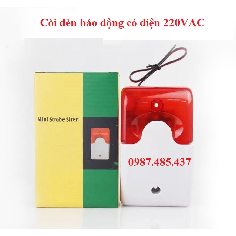 Còi đèn báo động - Báo cháy hộ liên gia 220V- 110 db - Còi đèn nháy báo động