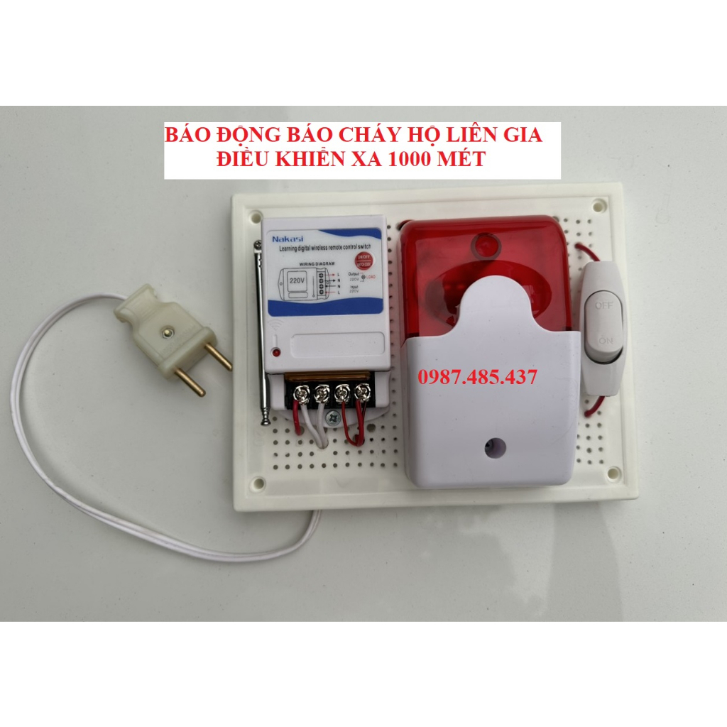 Còi đèn báo động - Báo cháy hộ liên gia 220V- 110 db - Còi đèn nháy báo động