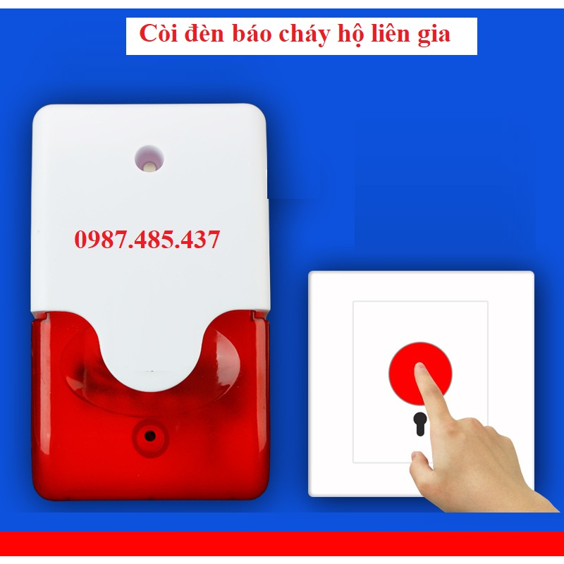 Còi đèn báo động - Báo cháy hộ liên gia 220V- 110 db - Còi đèn nháy báo động
