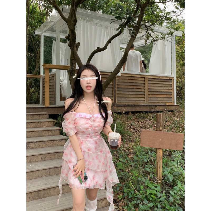 VIDEO ẢNH THẬT🖤Đầm tiểu thư ulzzang xếp li nhiều tầng dạo phố xinh xắn|Đầm công chúa xoè nhún bèo hoa nhí vintage retro