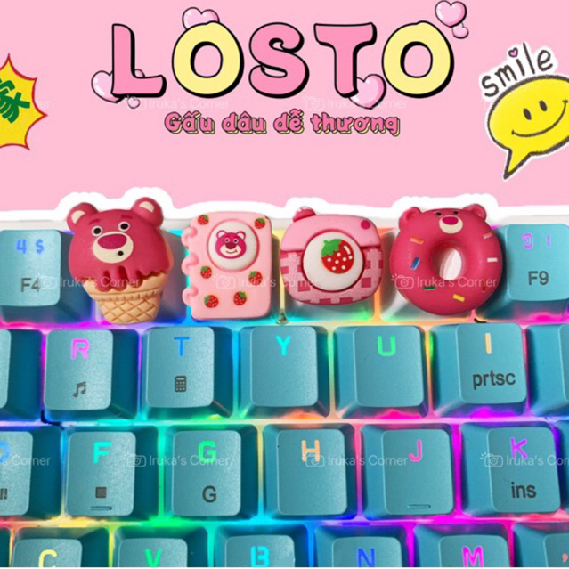 Keycap Abs doubleshot  gấu dâu Losto dễ thương🌷