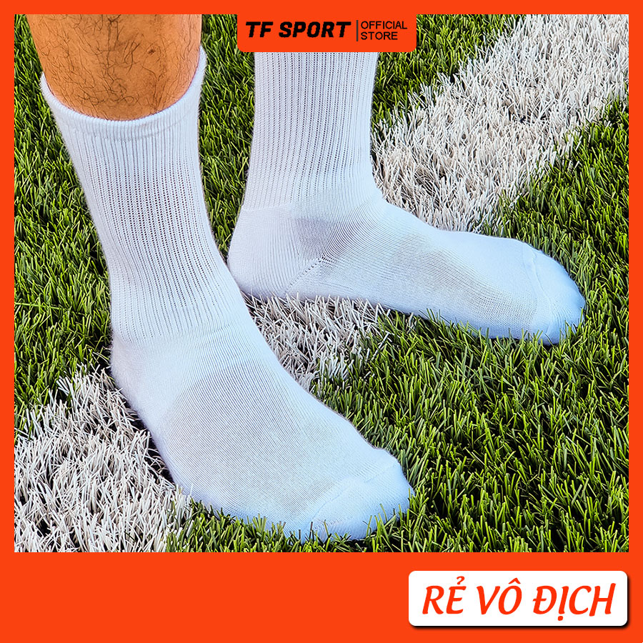 Combo 10 đôi Tất vớ thể thao đá bóng nam nữ cổ lửng ngang bắp chân, dày êm, thấm hút tốt - TF SPORT