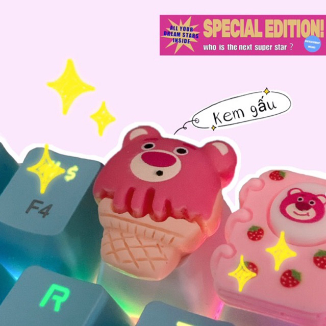 Keycap Abs doubleshot  gấu dâu Losto dễ thương🌷