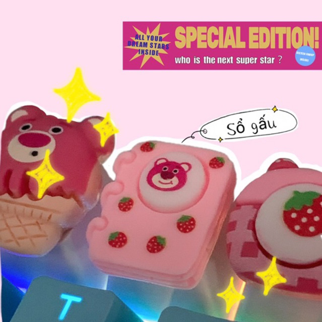 Keycap Abs doubleshot  gấu dâu Losto dễ thương🌷