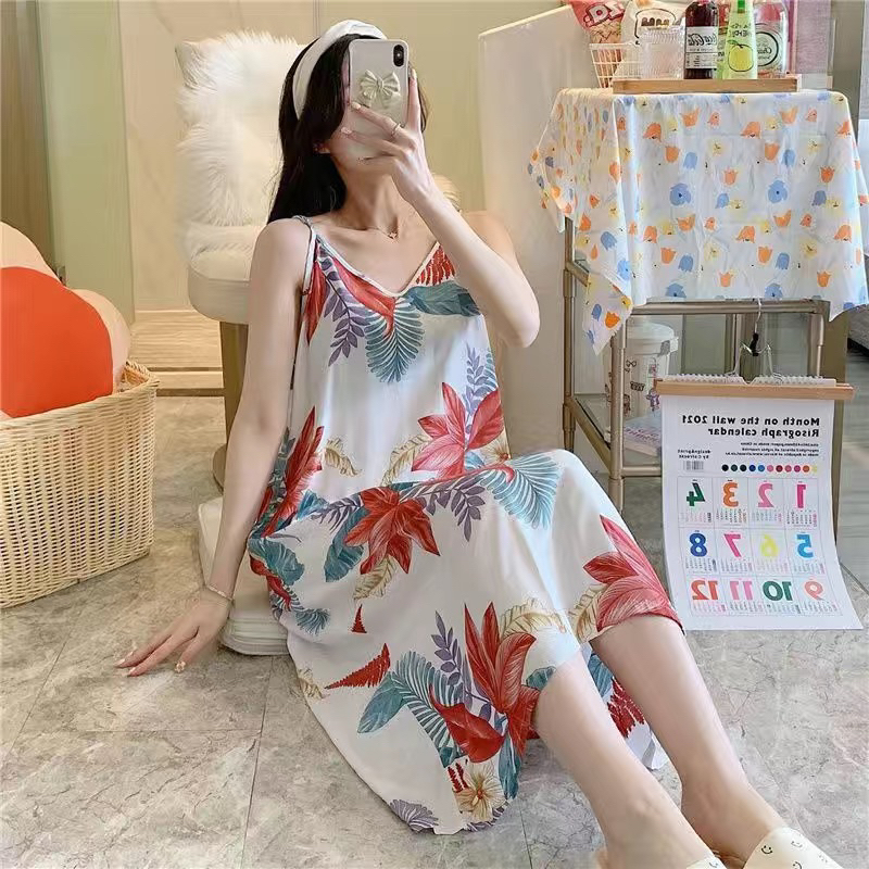 váy ngủ cotton của phụ nữ mùa xuân và mùa hè siêu dài nhỏ gợi cảm sinh viên ngọt ngào đẹp trở lại quần áo ở nhà | BigBuy360 - bigbuy360.vn