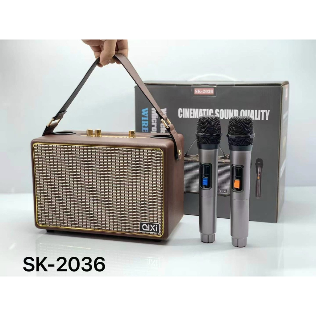 Loa Bluetooth Qixi SK-2036 Kèm 2 Micro Karaoke Chính Hãng Âm Thanh Siêu Đỉnh Tích Hợp 2 Micro. Bảo Hành 12 Tháng