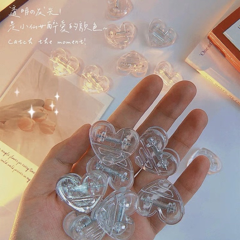 Kẹp giấy mini trong suốt, Kẹp tài liệu dán ảnh trang trí góc học tập dễ thương
