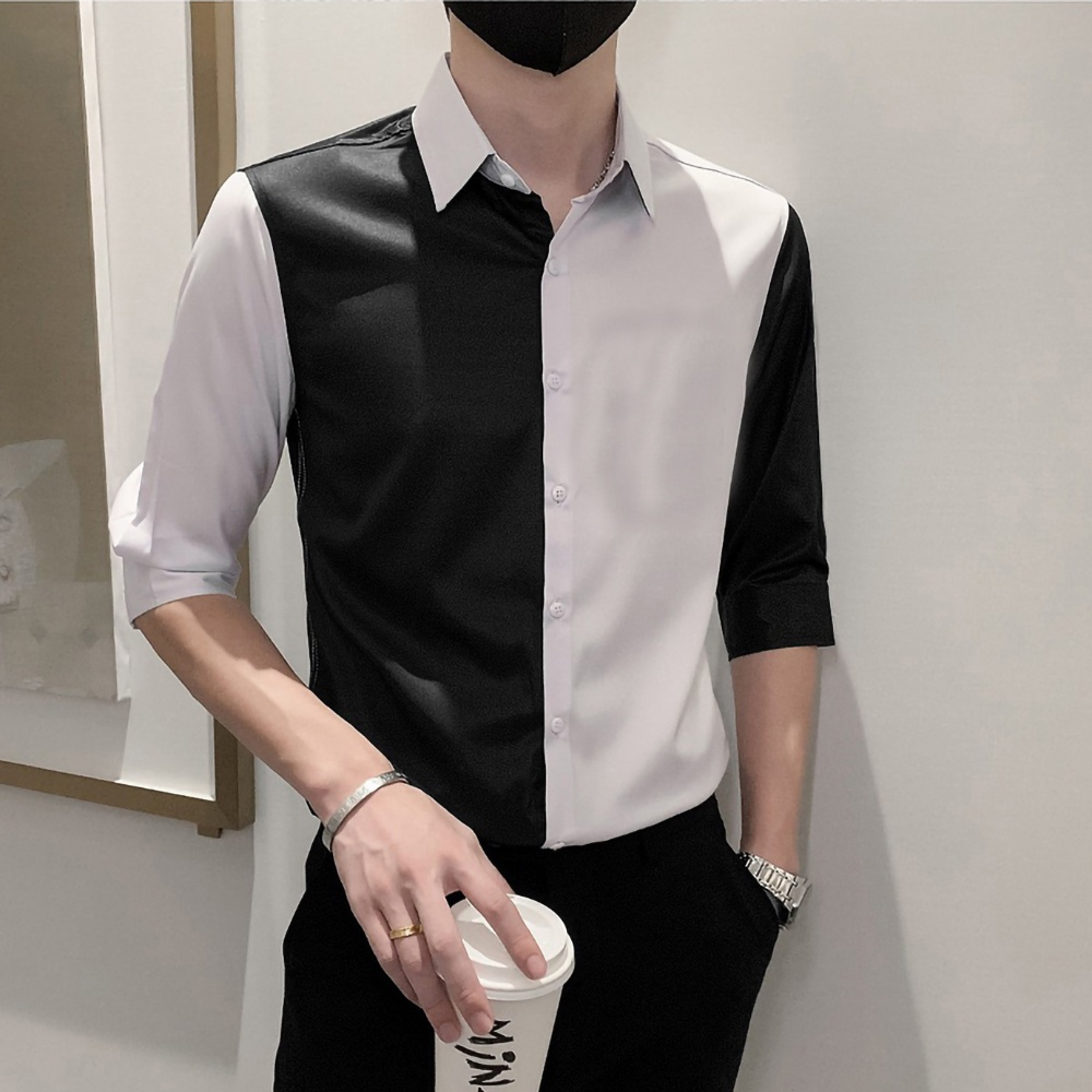 Áo sơ mi, Áo Sơ Mi nam đẳng cấp, phối 2 màu sang trọng, cổ trễ lịch lãm, trẻ trung thu hút người nhìn H21