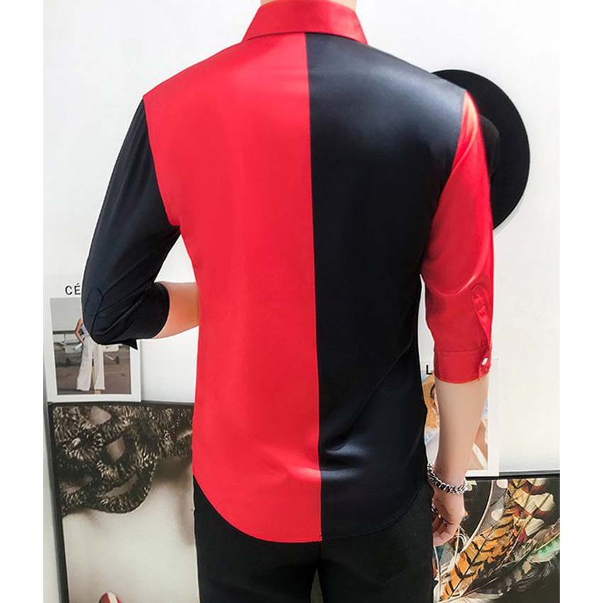 Áo sơ mi, Áo Sơ Mi nam đẳng cấp, phối 2 màu sang trọng, cổ trễ lịch lãm, trẻ trung thu hút người nhìn H21