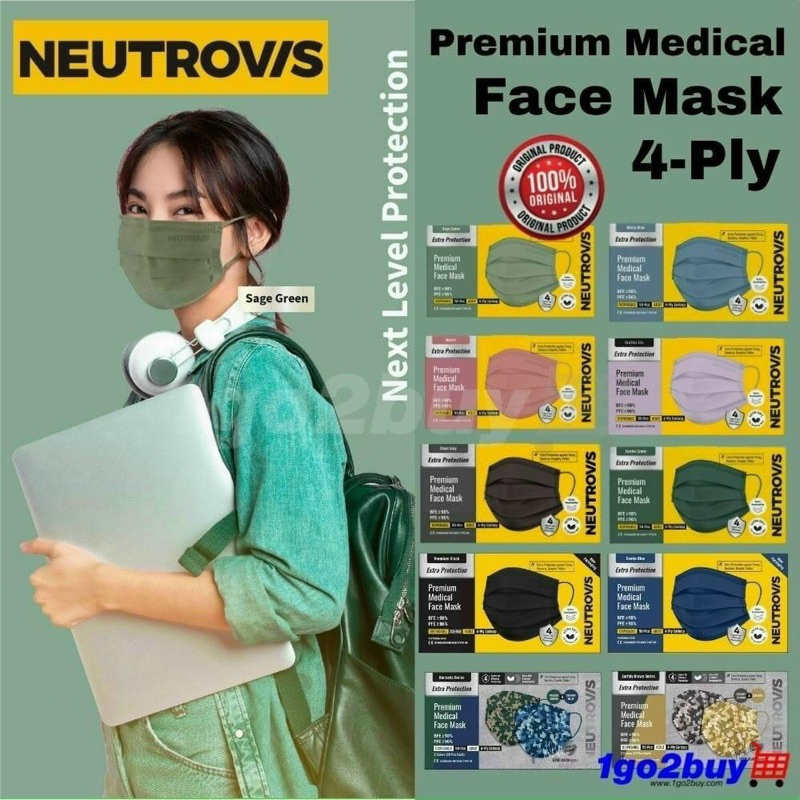 Khẩu Trang Y Tế 4 Lớp Neutrovis Cao Cấp Xinh Đẹp Siêu Mềm Mịn Chống Bụi Vi