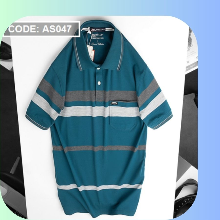 Áo Thun Có Cổ Và Túi Cho Người Lớn Tuổi Chất Cotton Mềm Mát Form Suông Rộng Thoải Mái Bền Màu