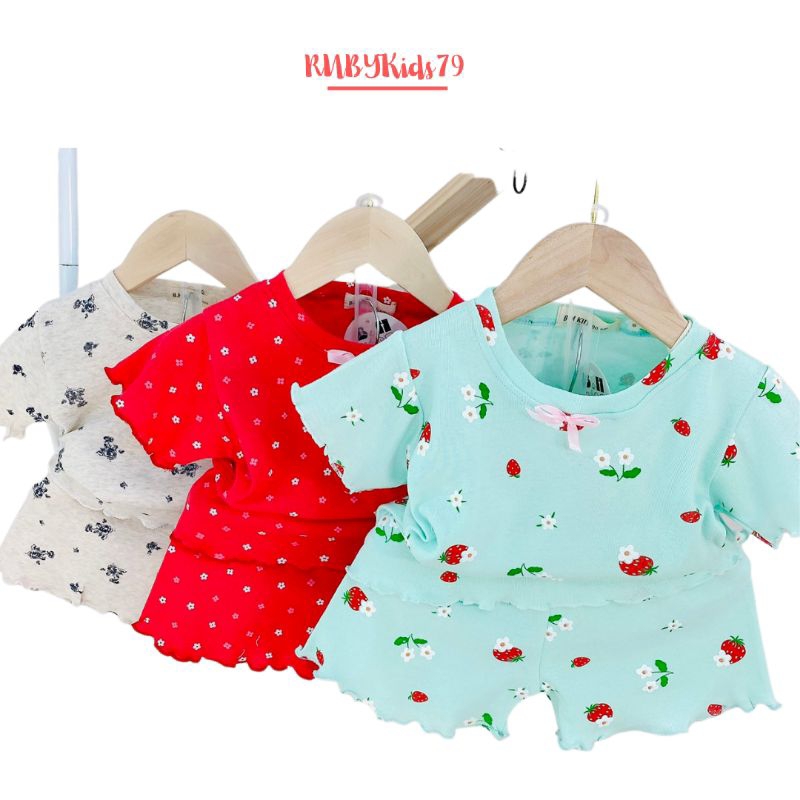Bộ cộc tay bé gái chất vải cotton họa tiết dễ thương thoáng mát mùa hè - rubykids79