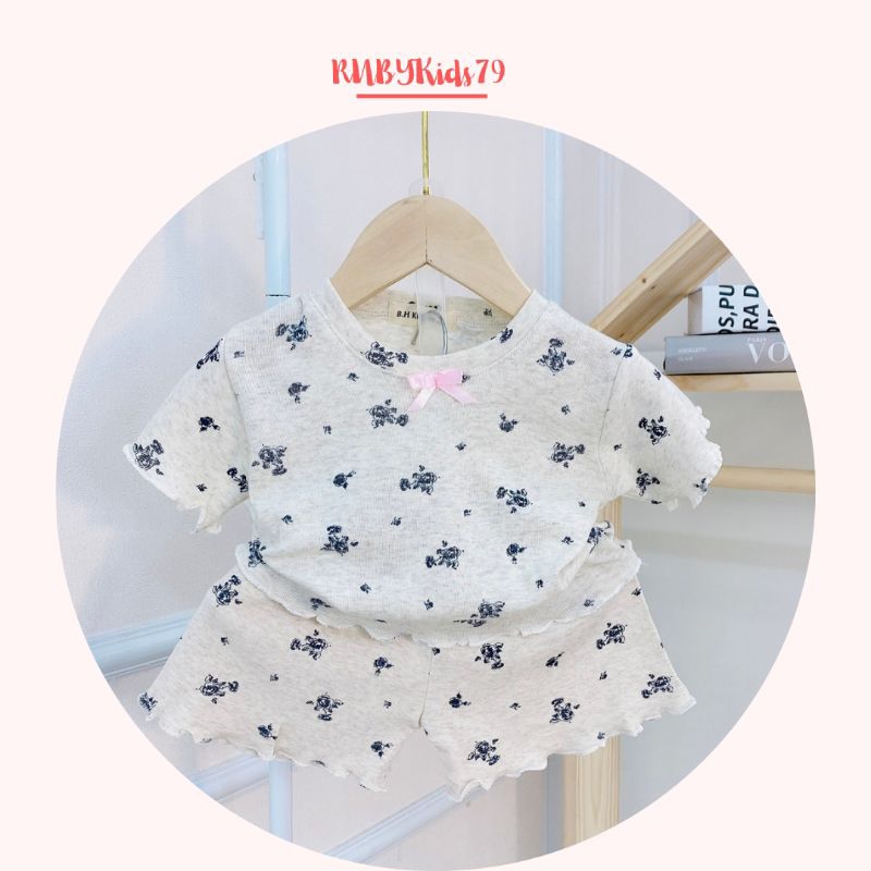 Bộ cộc tay bé gái chất vải cotton họa tiết dễ thương thoáng mát mùa hè - rubykids79