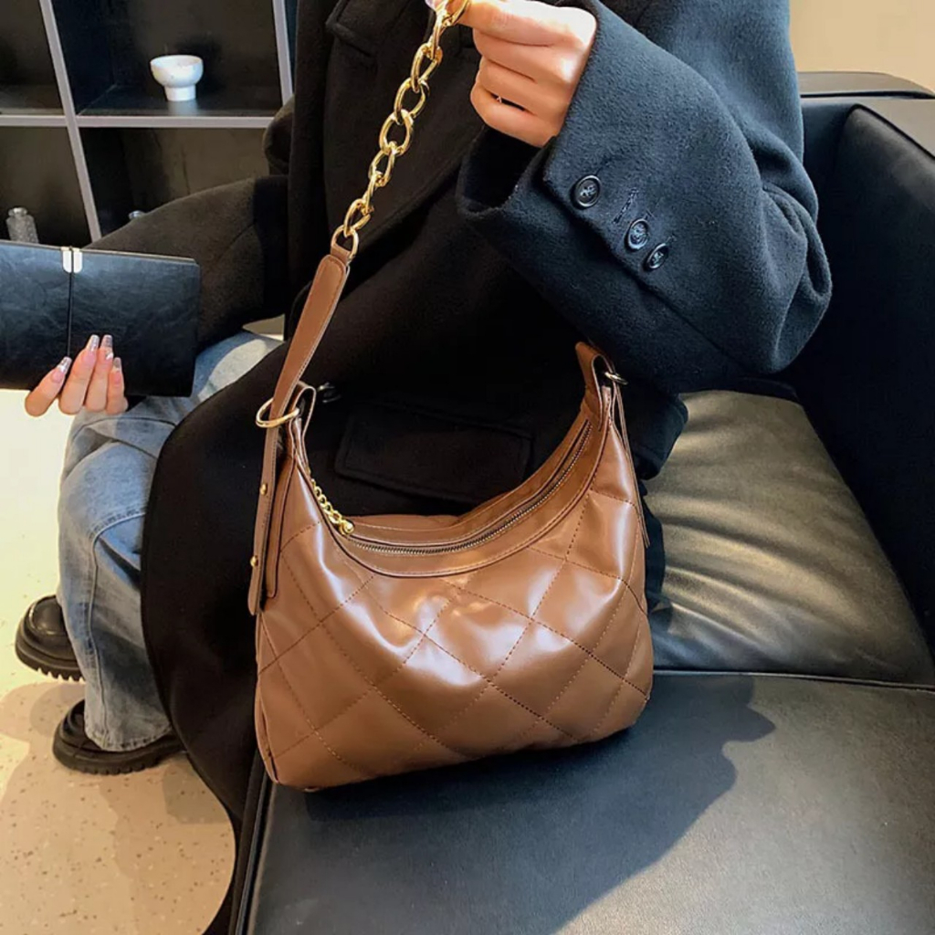 Túi xách nữ đeo vai-đeo chéo da mềm chần trám