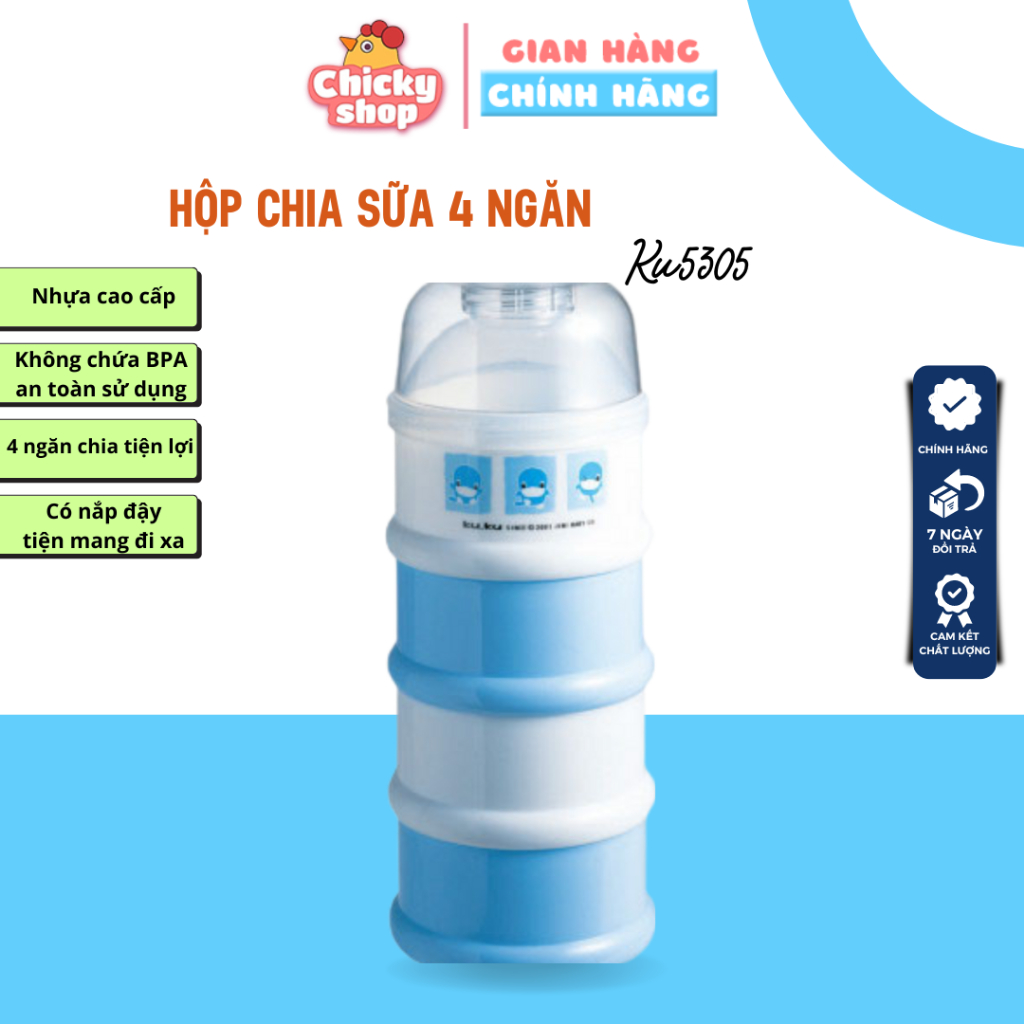 Hộp chia sữa 4 ngăn nhựa cao cấp không chứa BPA KU.KU DUCKBILL KU5305