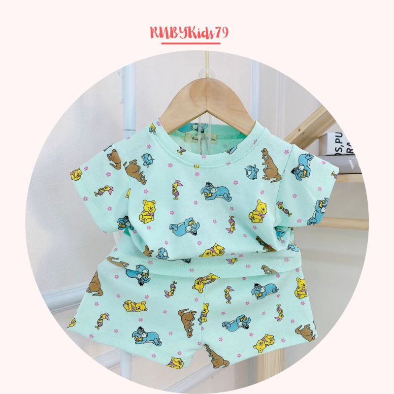 Bộ cộc tay bé trai chất vải cotton họa tiết xinh xắn - rubykids79