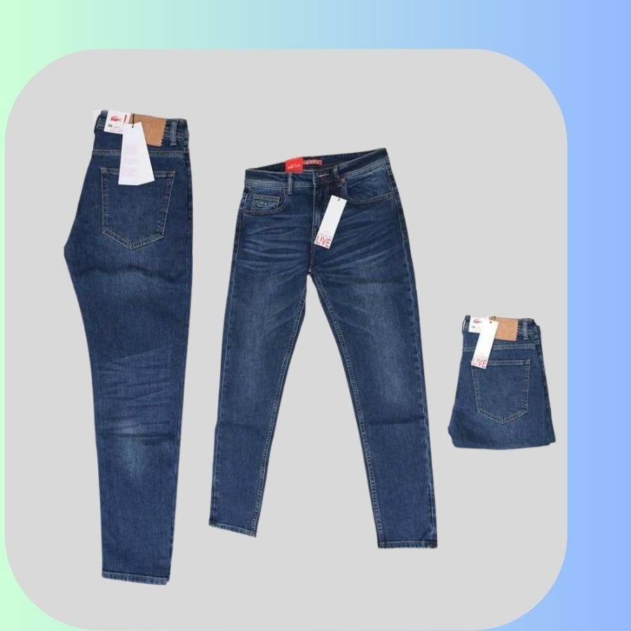Quần Jean Nam Chất Bò Cá Sấu Cao Cấp Form Slim Fit Ống Đứng Basic Thời Thượng