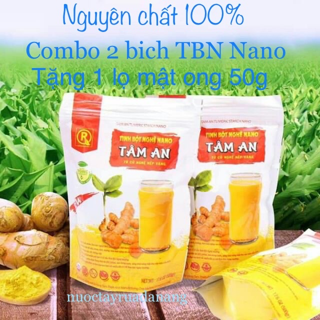 (Tặng 2 Lọ Mật Ong Mini 50g) Tinh Bột Nghệ Nano Curcumin Tâm An(1kg có 2 bịch 500g)-Hỗ Trợ Tiêu Hóa