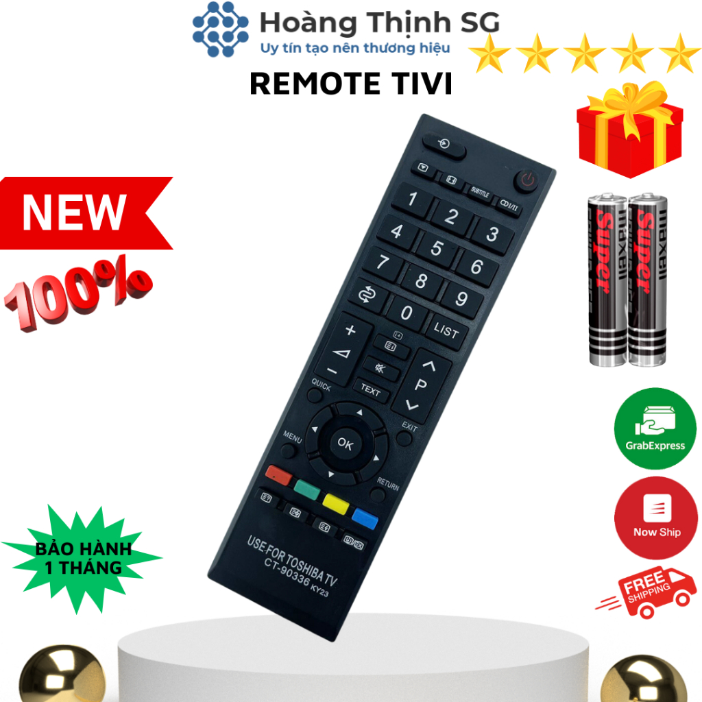 Remote điều khiển tivi Toshiba CT-90336, điều khiển TV Toshiba dòng LED/LCD CT-90 - Tặng kèm pin