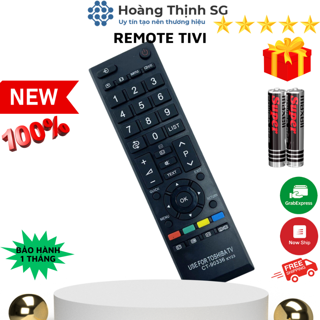 Remote điều khiển tivi Toshiba CT-90336, điều khiển TV Toshiba dòng LED/LCD CT-90 - Tặng kèm pin