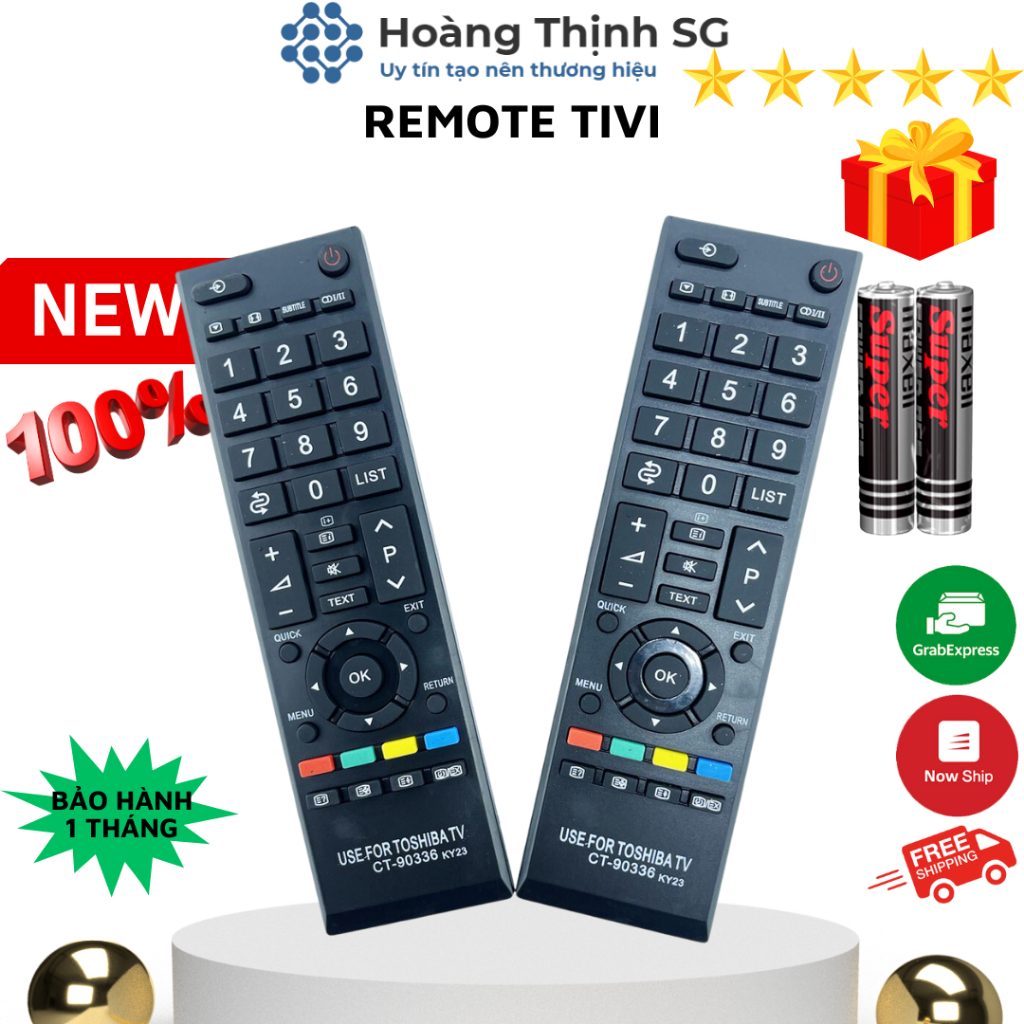 Remote điều khiển tivi Toshiba CT-90336, điều khiển TV Toshiba dòng LED/LCD CT-90 - Tặng kèm pin