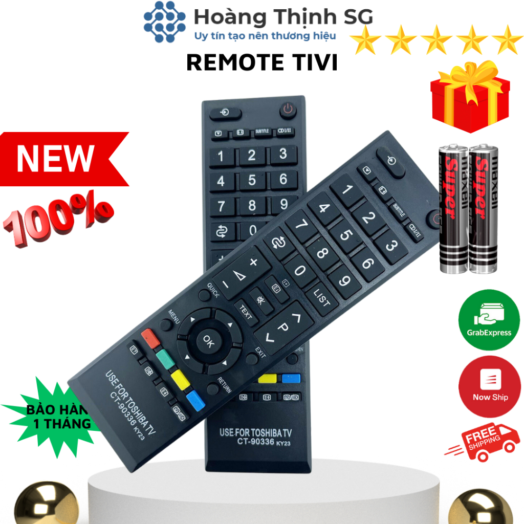 Remote điều khiển tivi Toshiba CT-90336, điều khiển TV Toshiba dòng LED/LCD CT-90 - Tặng kèm pin