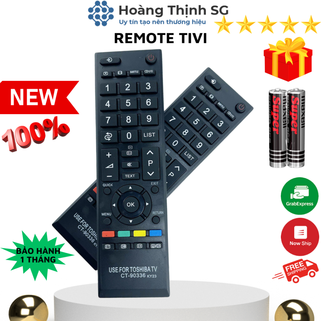 Remote điều khiển tivi Toshiba CT-90336, điều khiển TV Toshiba dòng LED/LCD CT-90 - Tặng kèm pin