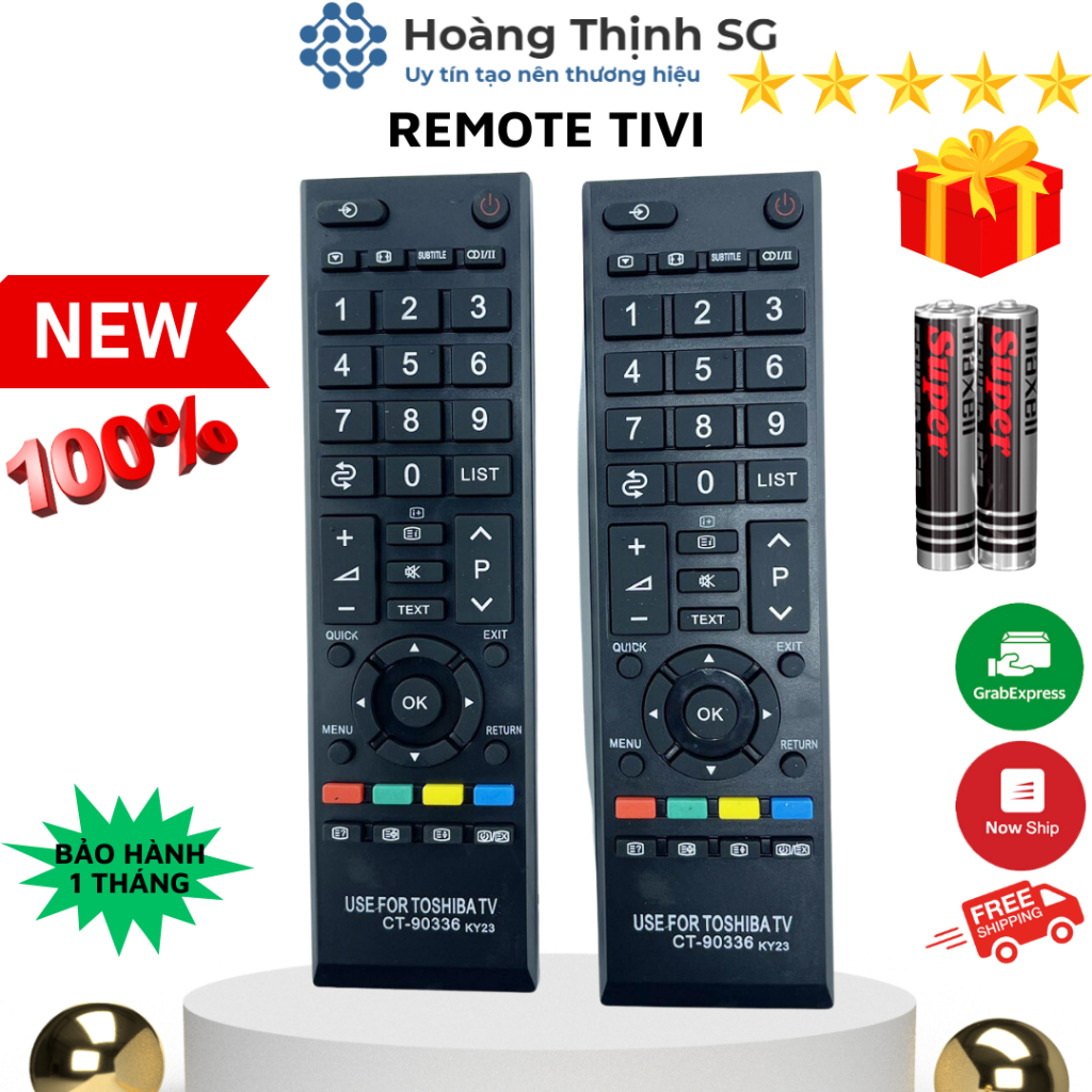 Remote điều khiển tivi Toshiba CT-90336, điều khiển TV Toshiba dòng LED/LCD - Tặng kèm pin