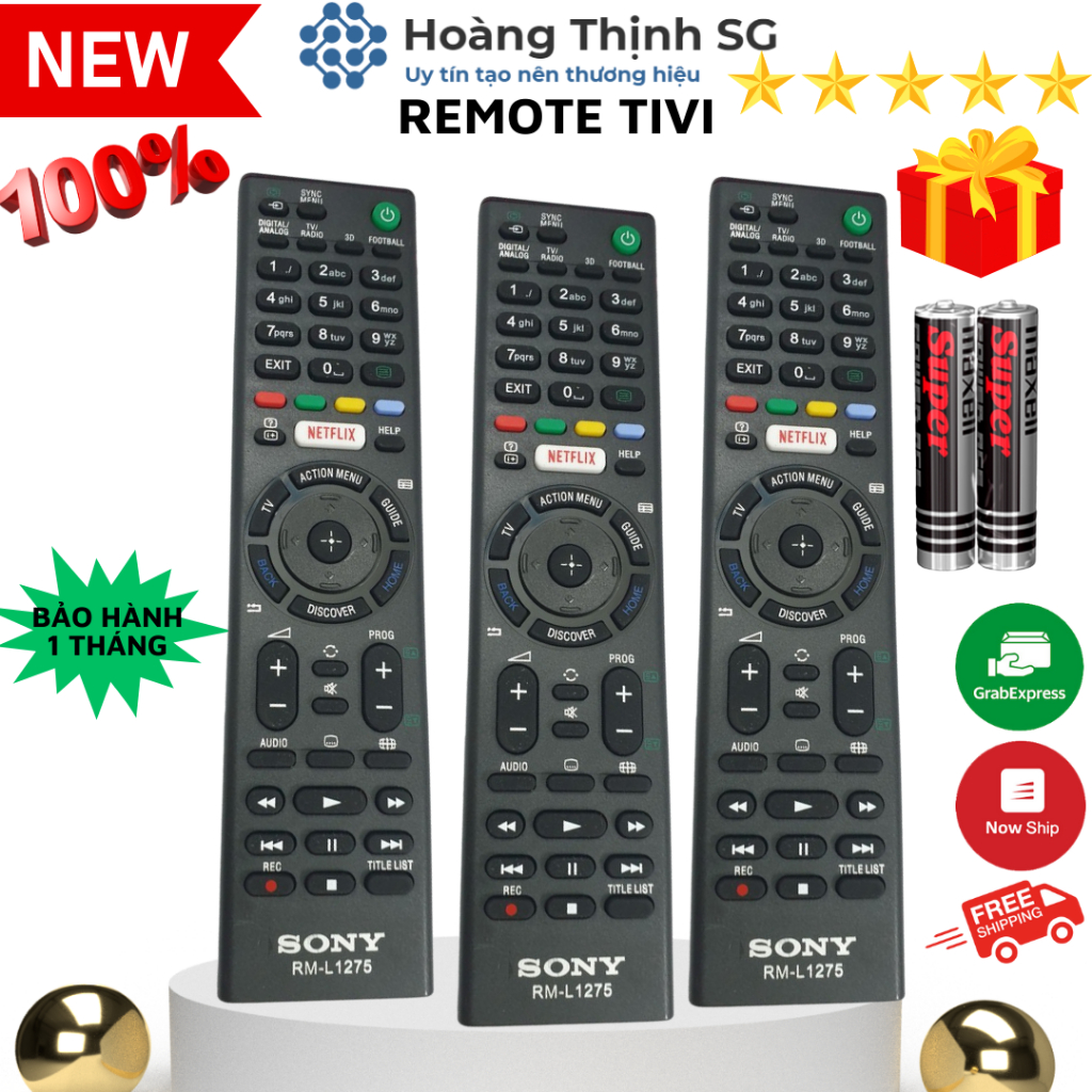 Remote điều khiển tivi Sony RM-L1275, điều khiển TV Sony các dòng LCD/LED - Tặng kèm pin