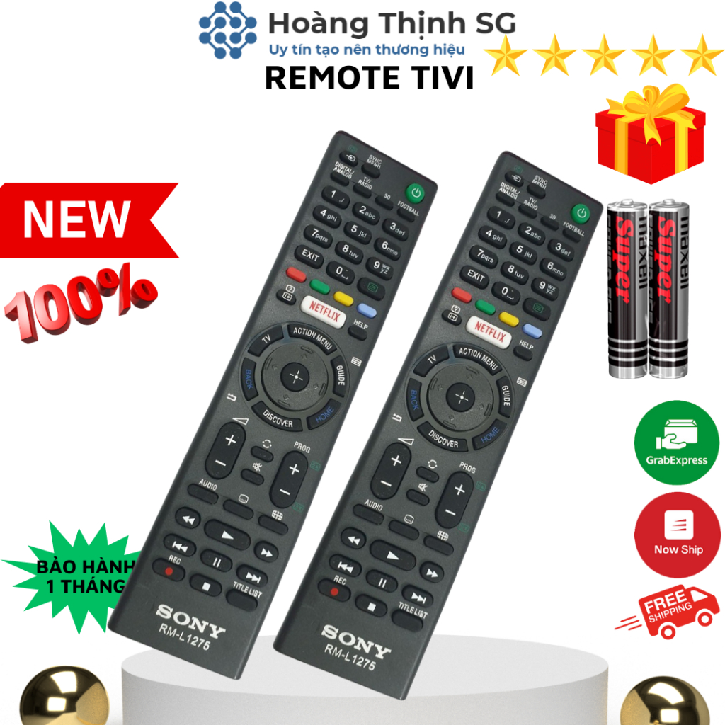 Remote điều khiển tivi Sony RM-L1275, điều khiển TV Sony các dòng LCD/LED - Tặng kèm pin