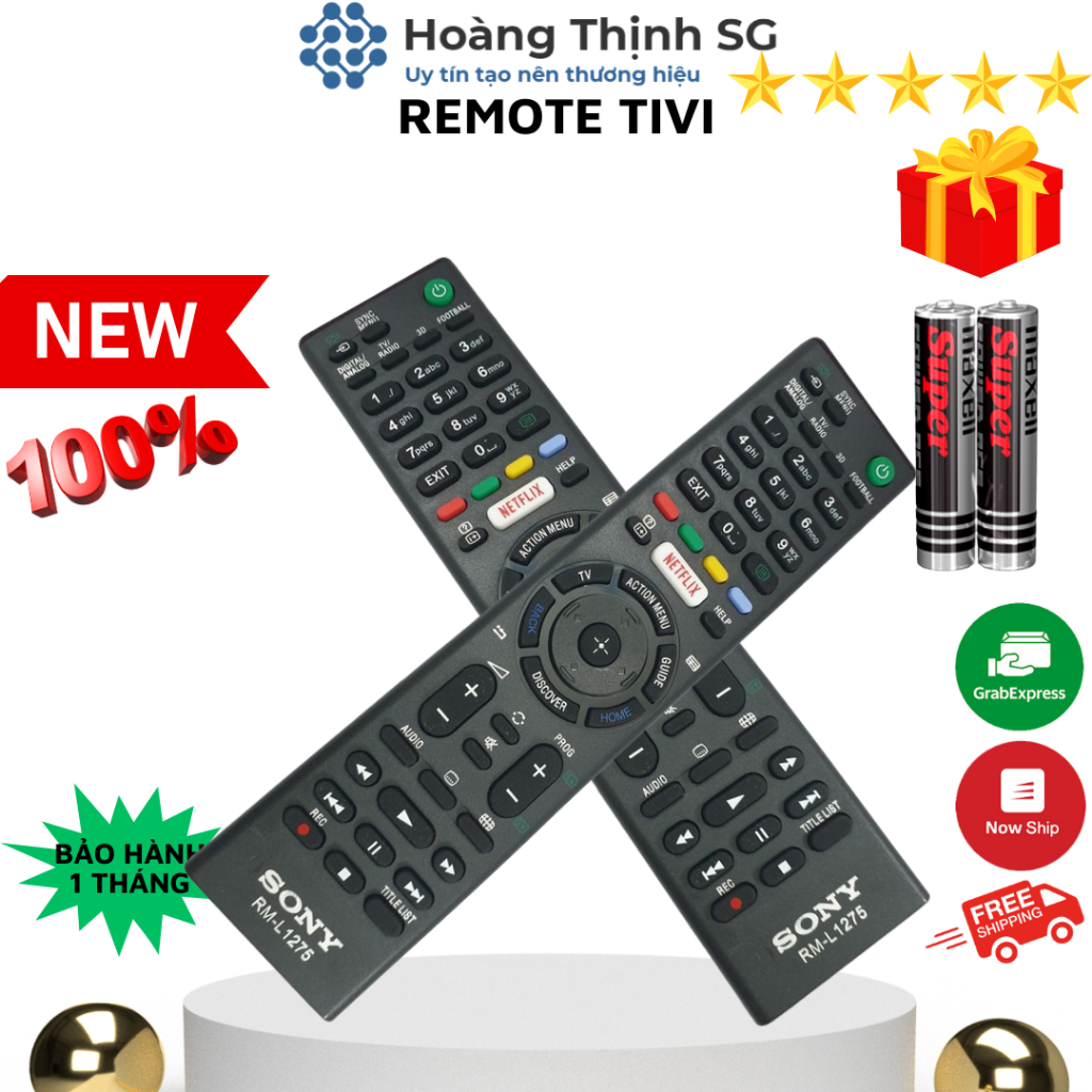 Remote điều khiển tivi Sony RM-L1275, điều khiển TV Sony các dòng LCD/LED - Tặng kèm pin