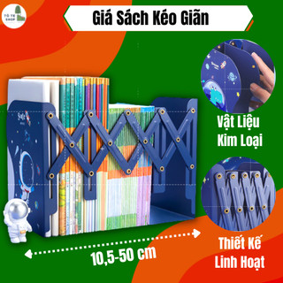 Giá chặn sách bằng kim loại co giãn để bằng, kệ chặn sách 3 ngăn thông minh, Giá sách thông mình cho bé