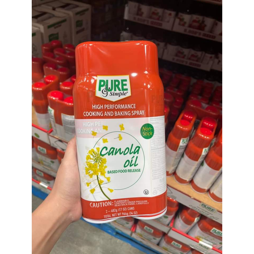 DẦU XỊT ĂN KIÊNG hoa cải 0 calo Pure &amp; Simple cooking spray canola oil 17OZ