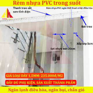 Rèm nhựa ngăn lạnh điều hòa trong suốt giá rẻ, dày 1,5mm, Tặng phụ kiện đồng bộ, bảo hành 1 năm, Rèm ngăn lạnh nhựa PVC