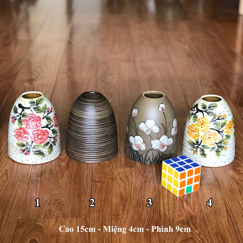 Lọ hoa bình hoa men mộc Bát Tràng dáng chuông cùng các bình mini GTT22