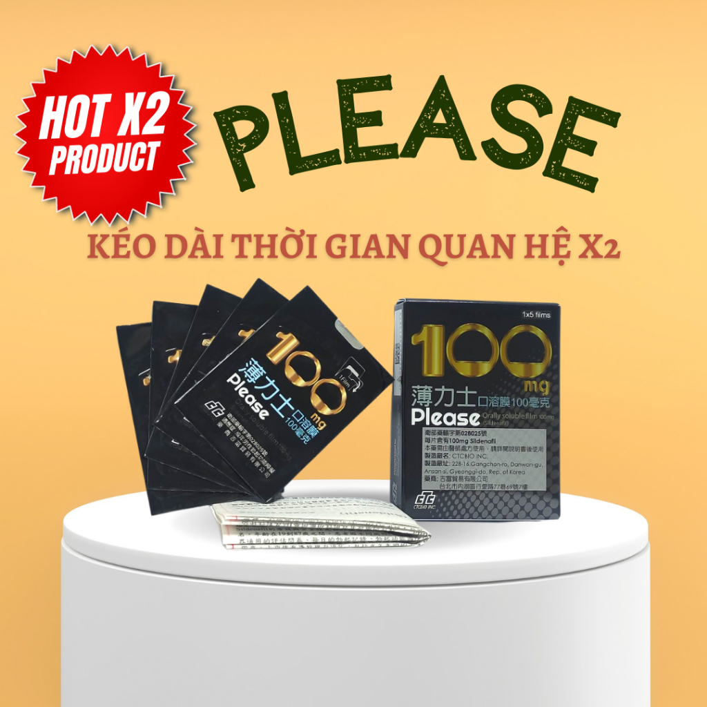 Film ngậm Hàn Quốc Please Orally Soluble Film 100mg X2 Please Trắng (Hộp 5 Miếng)